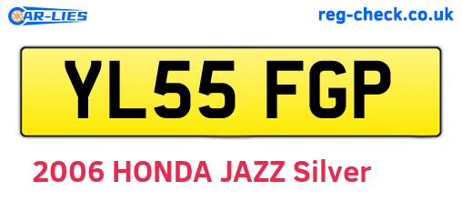YL55FGP are the vehicle registration plates.