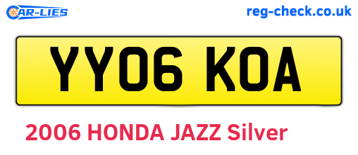 YY06KOA are the vehicle registration plates.