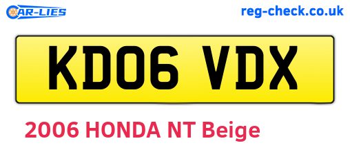 KD06VDX are the vehicle registration plates.