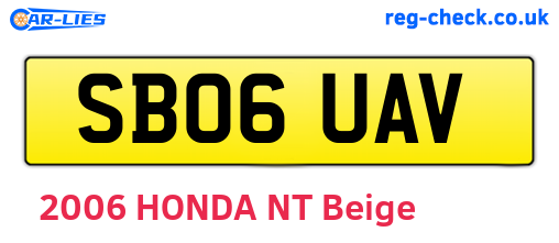 SB06UAV are the vehicle registration plates.