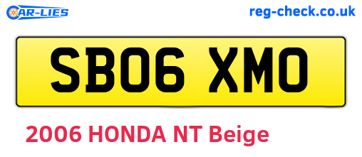 SB06XMO are the vehicle registration plates.