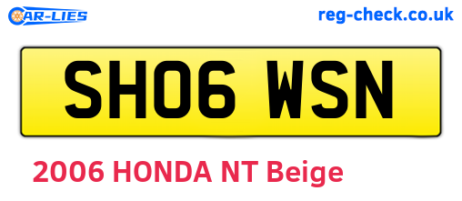 SH06WSN are the vehicle registration plates.