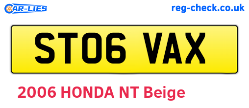 ST06VAX are the vehicle registration plates.