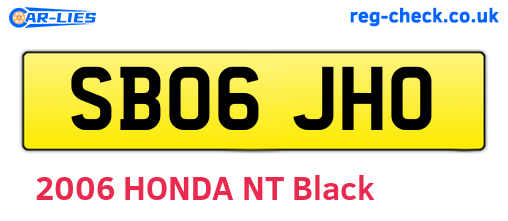 SB06JHO are the vehicle registration plates.