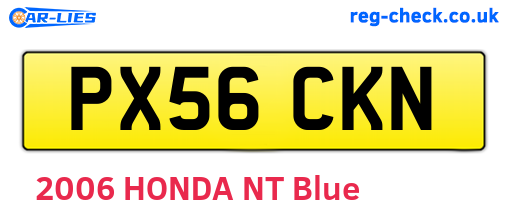 PX56CKN are the vehicle registration plates.