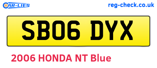 SB06DYX are the vehicle registration plates.