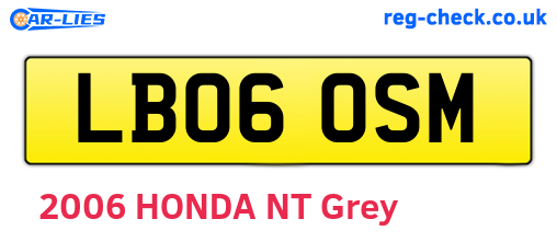 LB06OSM are the vehicle registration plates.