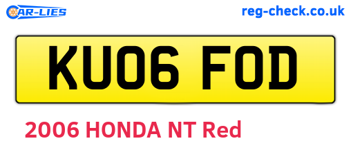 KU06FOD are the vehicle registration plates.