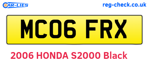MC06FRX are the vehicle registration plates.