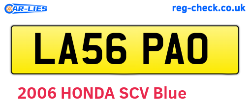 LA56PAO are the vehicle registration plates.