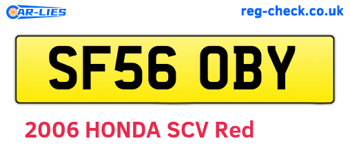 SF56OBY are the vehicle registration plates.