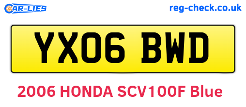 YX06BWD are the vehicle registration plates.