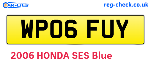WP06FUY are the vehicle registration plates.