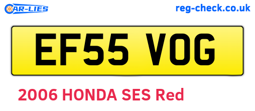 EF55VOG are the vehicle registration plates.