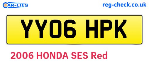 YY06HPK are the vehicle registration plates.