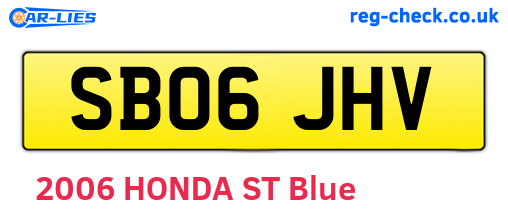 SB06JHV are the vehicle registration plates.