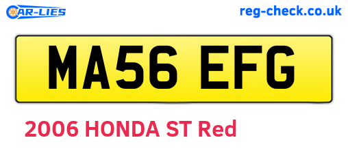 MA56EFG are the vehicle registration plates.