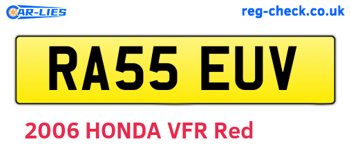 RA55EUV are the vehicle registration plates.