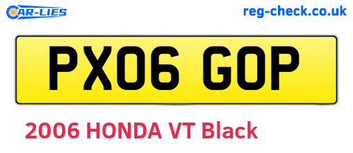 PX06GOP are the vehicle registration plates.