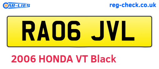 RA06JVL are the vehicle registration plates.