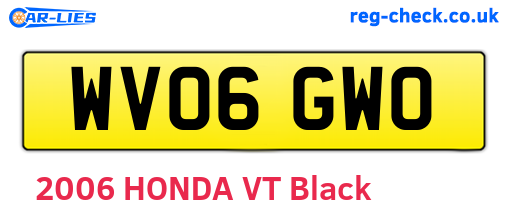 WV06GWO are the vehicle registration plates.
