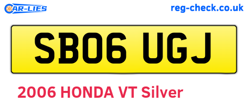 SB06UGJ are the vehicle registration plates.