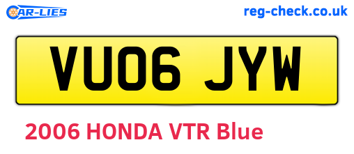 VU06JYW are the vehicle registration plates.