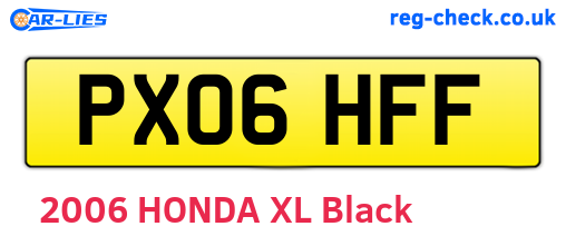 PX06HFF are the vehicle registration plates.