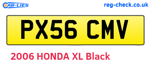 PX56CMV are the vehicle registration plates.