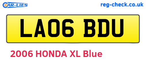 LA06BDU are the vehicle registration plates.