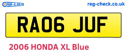 RA06JUF are the vehicle registration plates.