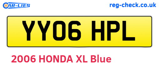 YY06HPL are the vehicle registration plates.