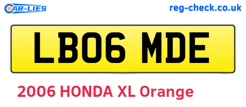 LB06MDE are the vehicle registration plates.