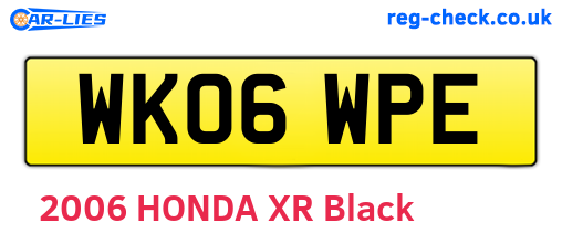 WK06WPE are the vehicle registration plates.