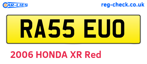 RA55EUO are the vehicle registration plates.