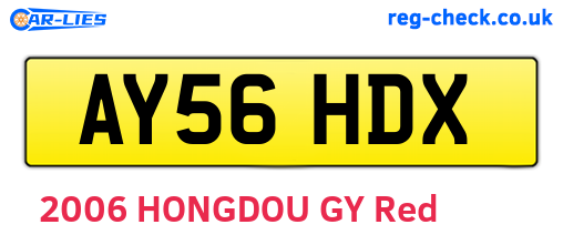 AY56HDX are the vehicle registration plates.