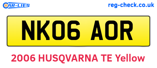 NK06AOR are the vehicle registration plates.