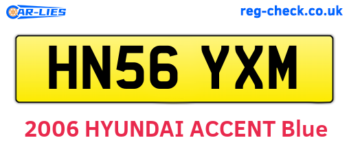 HN56YXM are the vehicle registration plates.