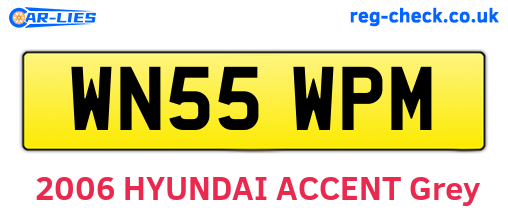 WN55WPM are the vehicle registration plates.