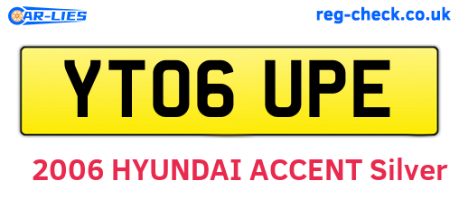 YT06UPE are the vehicle registration plates.