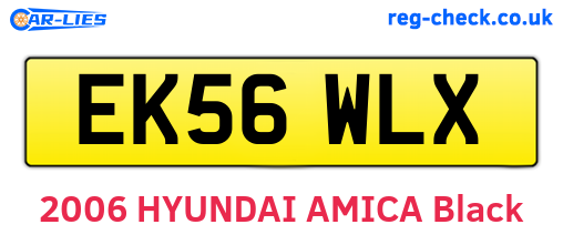 EK56WLX are the vehicle registration plates.