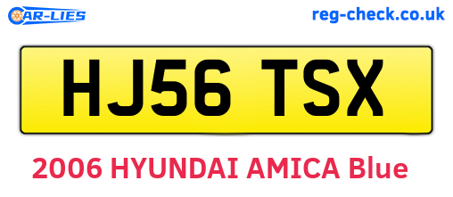 HJ56TSX are the vehicle registration plates.