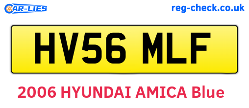 HV56MLF are the vehicle registration plates.