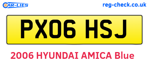 PX06HSJ are the vehicle registration plates.