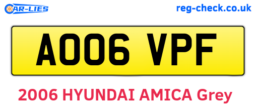 AO06VPF are the vehicle registration plates.