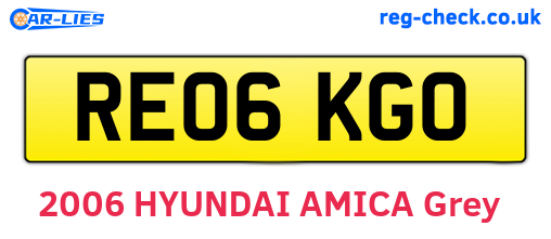 RE06KGO are the vehicle registration plates.