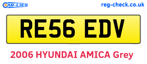 RE56EDV are the vehicle registration plates.