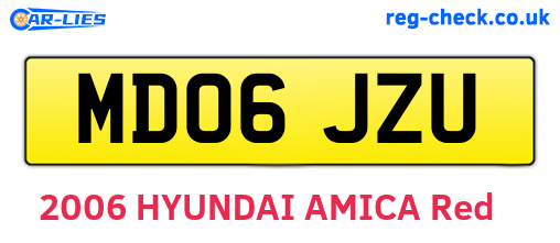 MD06JZU are the vehicle registration plates.