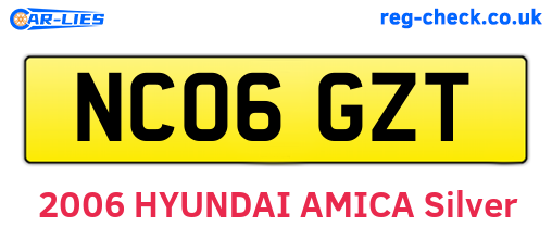 NC06GZT are the vehicle registration plates.