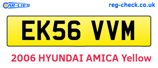 EK56VVM are the vehicle registration plates.